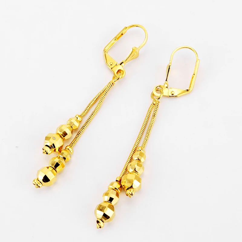 Small Beads Necklace Earrings for Women/Girls,Fashion Charms Ball Jewelry Gold Color,Ethioipian Jewelry African Indian Jewerly