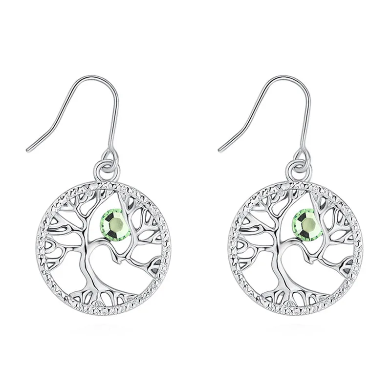 Drop Earrings Women Hollow Out Tree of Life Pattern Round Earring moda mujer Jewelry 2018 Fashion Pendientes01