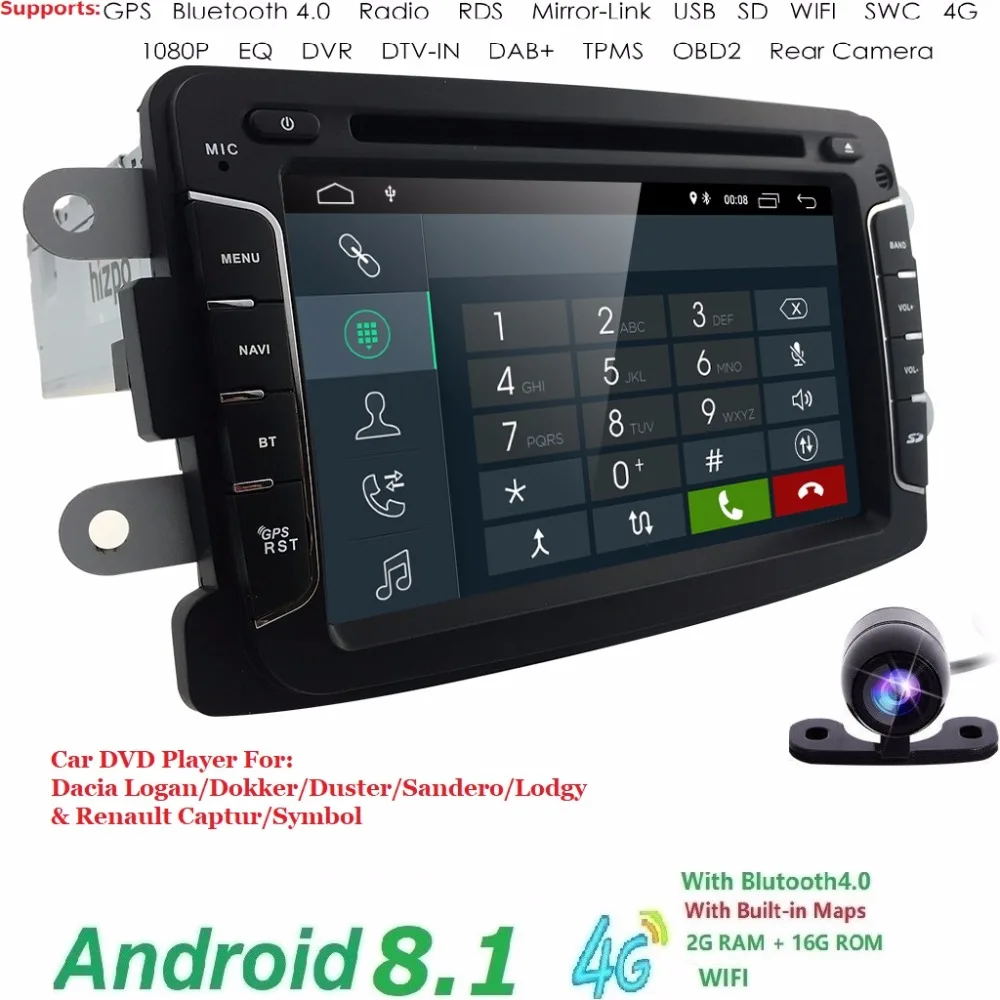 7 дюймов Android8.1 DVD плеер автомобиля для DACIA sandero Duster Renault Captur Лада Xray 2 Logan оперативная