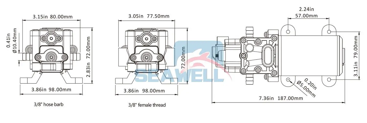 12V 60PSI 1,3 GPM мембранный насос лодки RV воды Давление самовсасывающий насос