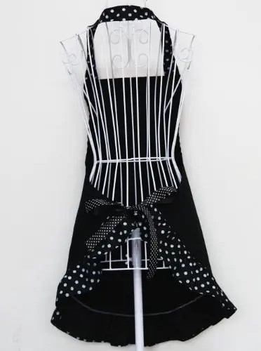 

Lovely Cotton Polka Dot Pattern Working Chefs Kitchen Cooking Cook Women's Bib Apron with Bowknots Pockets Design