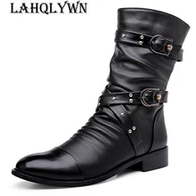 Черные мужские кожаные ботинки; модные сапоги на молнии в байкерском стиле; мужские ботильоны из мягкой кожи; военные зимние ботинки для мужчин; M310