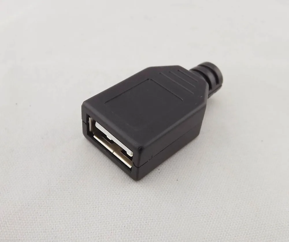 

1Pcs USB 2.0 Type A 4 Pin Female Socket Adapter Connector Black Plastic Cover