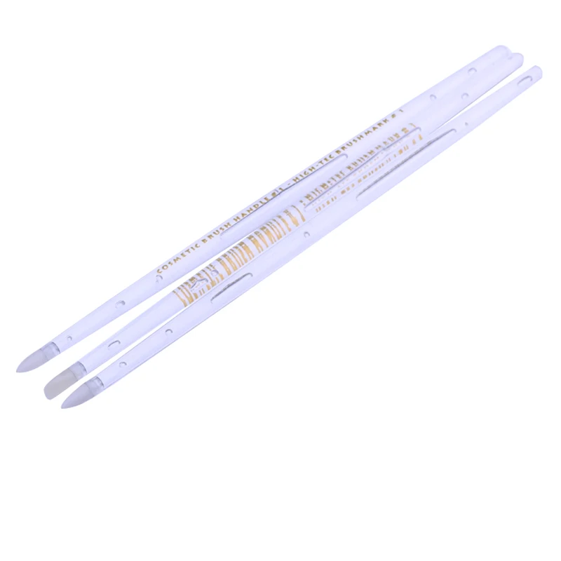 

3 Pcs/set Silicone head Nail Art Sculpture Pen Transparent Acrylic Handle for Emboss Carving UV gel Polish brush Manicure Tool