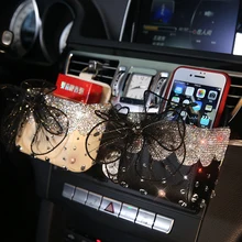 Кружево бантом автомобиль коробка для хранения кристалл автоматический выход вентиляционное отверстие Косметика чехол мобильный телефон сумка автомобиля Интимные аксессуары для Обувь для девочек