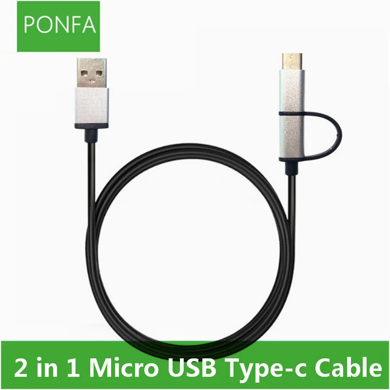 

Black and white hit color 2 in 1 Micro USB Type-c Cable Sync Fast Quick Charger Data Type C Charging Cable