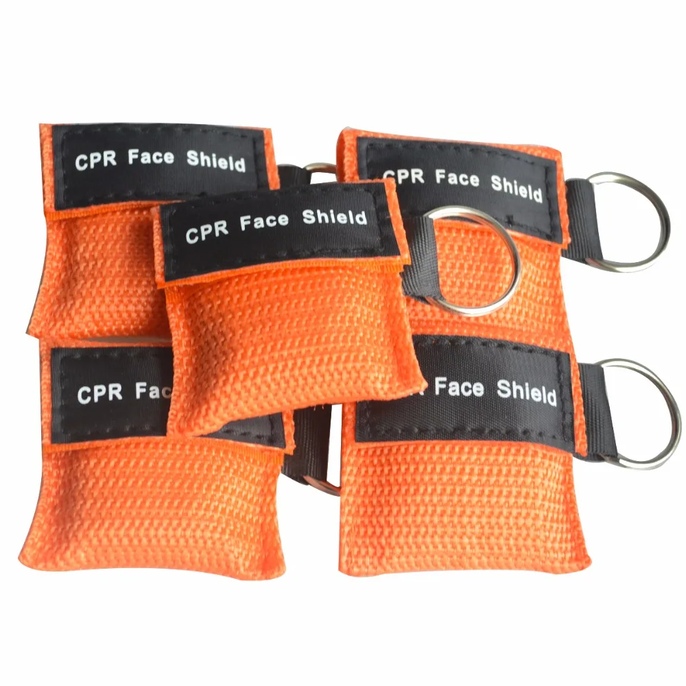 

100pcs CPR MASK Mini KEYCHAIN Pouch Disposable Transparent One-valve Way Mask