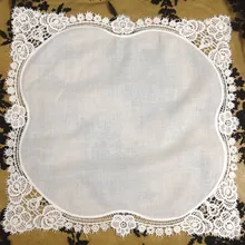 Модные женские носовые платки в розовом стиле, 12 шт./партия, 12x12 дюймов, белые, хлопок, свадебные носовые платки, вышитые кружевные платочки для невесты