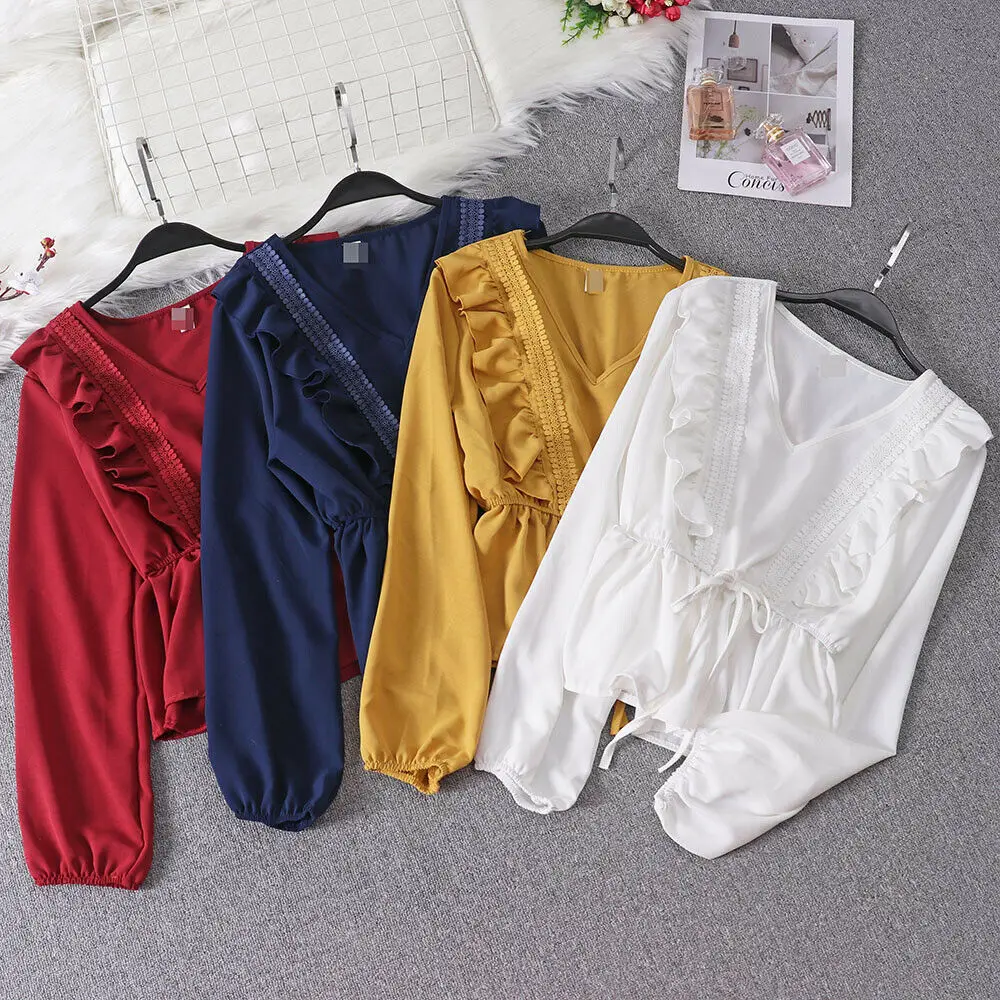

Hirigin 2019 New Womens Summer Casual Chiffon Blouses Ladies Long Sleeves Blouse Loose Top
