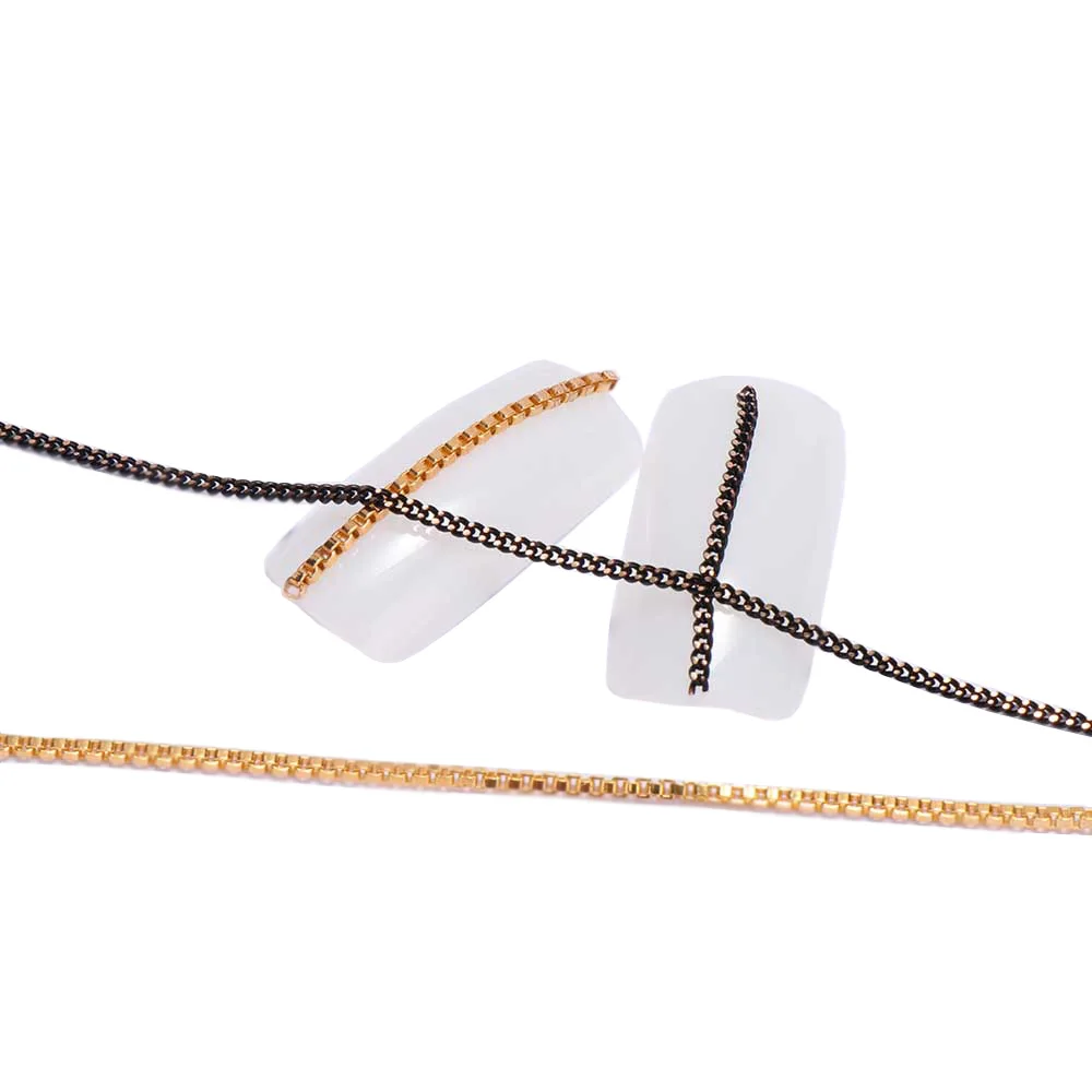 

1m Gold Steel Nail Chain 3D DIY Punk Metallic Ultrafine Zipper Nail Art DIY Filling Jewelry Decor Manicure Accessory