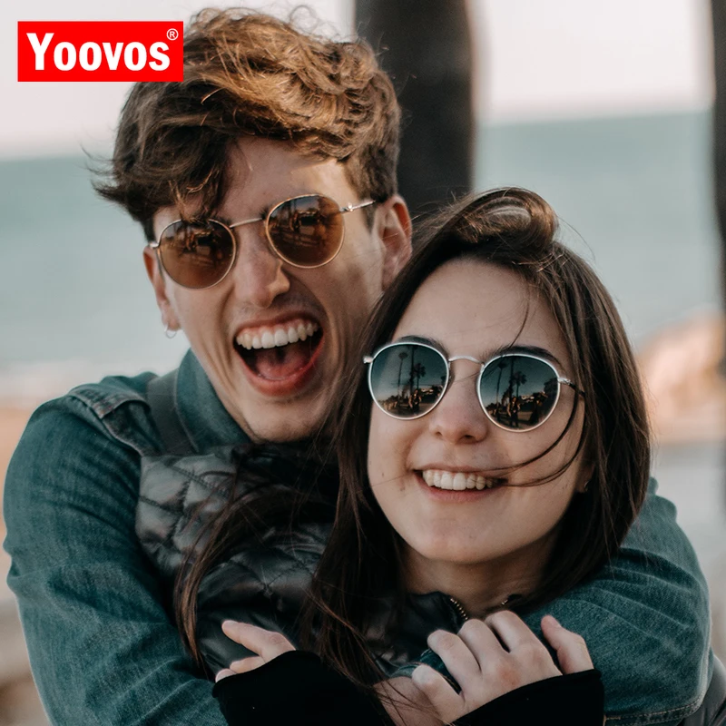 Женские и мужские солнцезащитные очки Yoovos круглые винтажные Классические