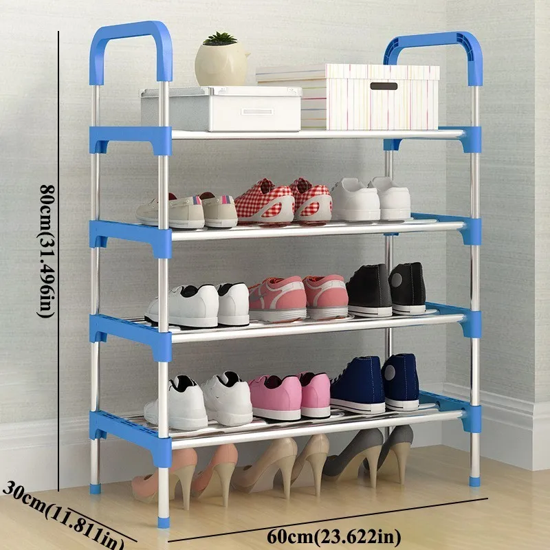 Многослойный металлический шкаф для хранения обуви, минималистичные современные полки для обуви, мебель для гостиной, прихожей, Organizador Zapatos - Цвет: 60X30X80SC002blue