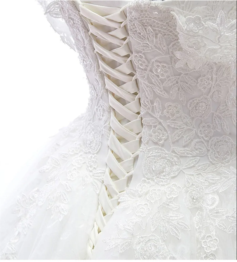 White Ivory Lace Up Princess Wedding Dress