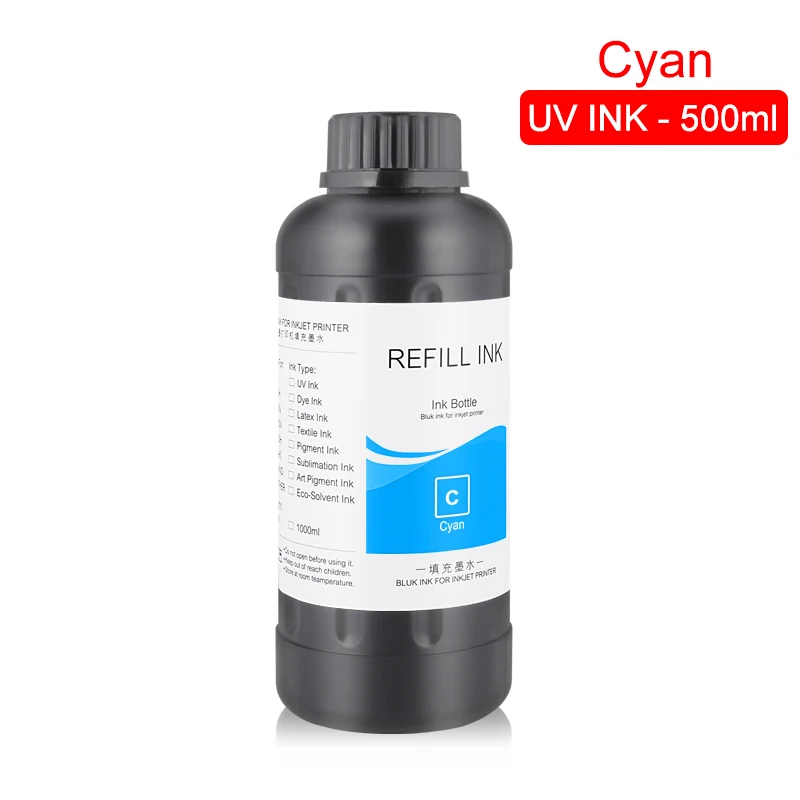 Цена 500 мл бутылка светодиодный УФ чернила для Epson DX4 DX5 DX6 DX7 печатающая головка для R1800 R1900 4800 4880 7880 Светодиодный УФ планшетный чернила (8 цветов на в...