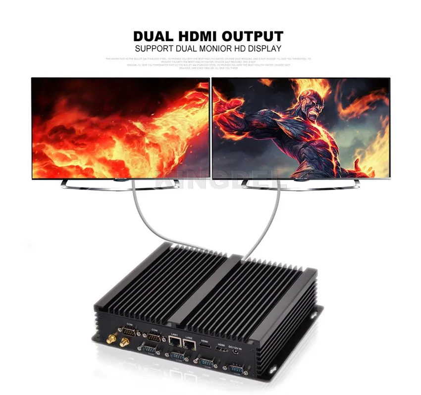 Промышленные безвентиляторный мини-ПК windows10 Dual LAN HDMI 6 * comrs232, Wi-Fi, USB3.0, 3D игры Поддержка Intel Core i3 4010u/i5 4200u/i7 4500u