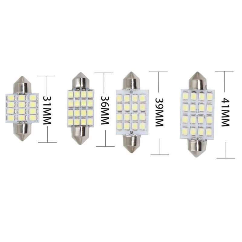 RXZ, 50 шт в наборе, автомобильные лампочки C5W canbus 31/36/39/41 мм 2835 12/16LED внутренняя лампа для чтения Габаритные лампы автомобильная пластина лампа