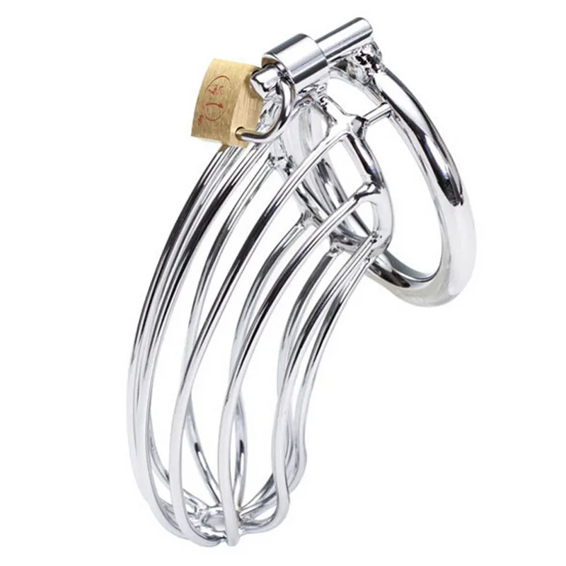 Stainless Steel Male Chastity Device Penis Ring Cock Cage Virginity Lock Rings Sex Toys for Men 40mm/45mm/50mm 3