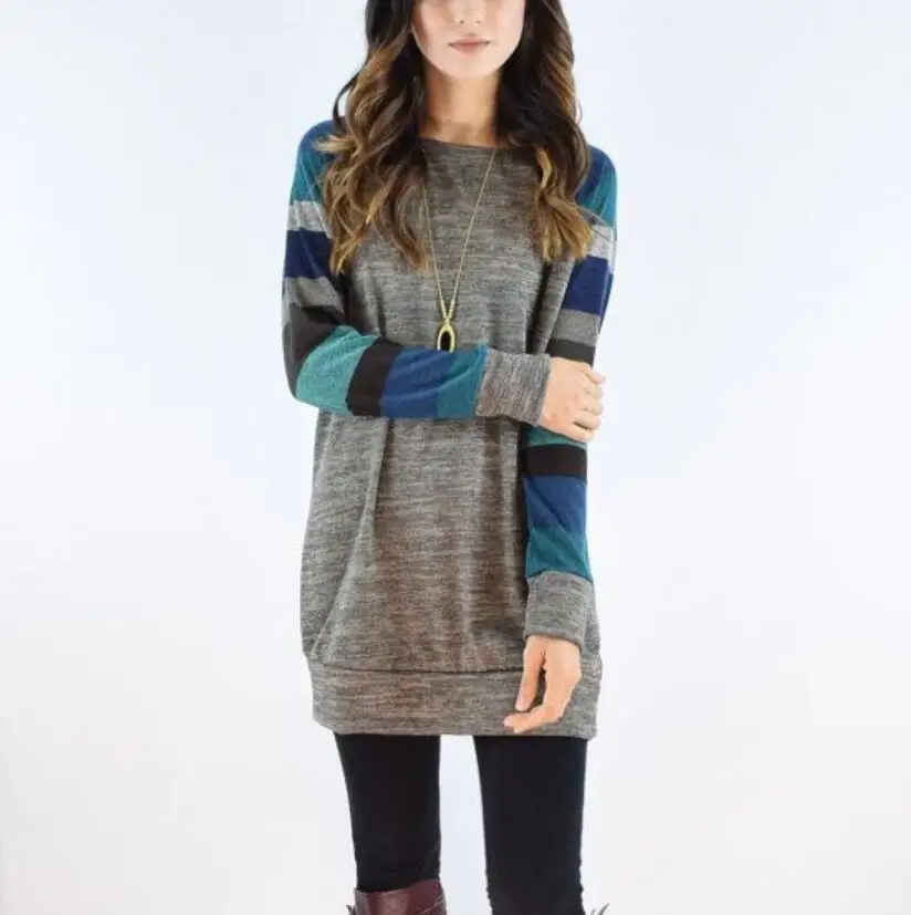 Осень 2017 Лоскутная Длинные свитер с капюшоном для Для женщин Повседневные принты Slim Fit с капюшоном Украина Пуловеры для женщин для Для