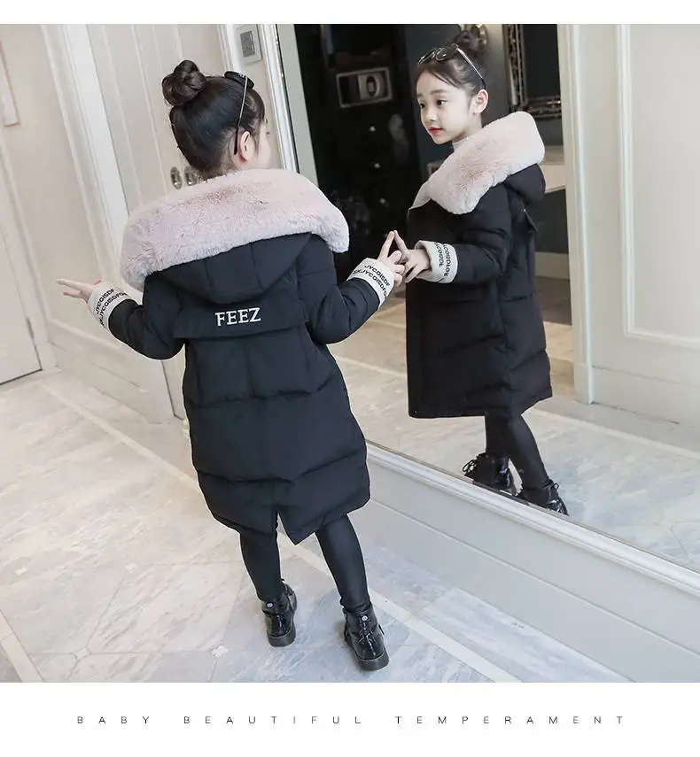 Новинка года; хлопковое зимнее Детское пальто для девочек Хлопковое длинное пальто в Корейском стиле для девочек; хлопковая одежда