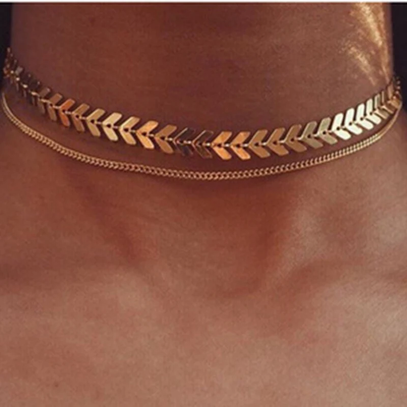 ZN Мода Fishbone Arrowhead ожерелье массивная цепочка нагрудник колье для женщин ювелирные изделия подарки