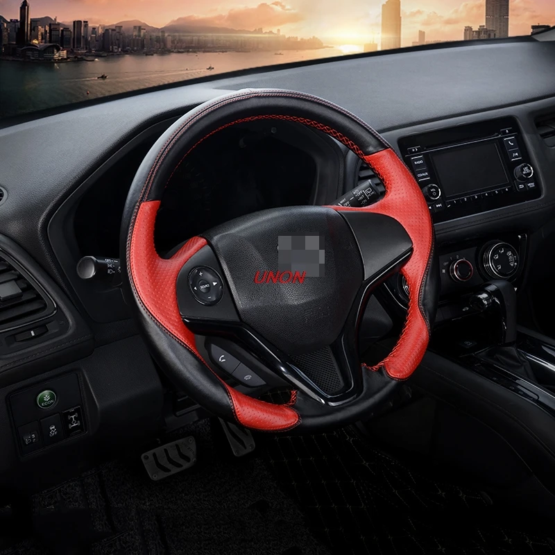 Натуральная кожа ручные швы чехол рулевого колеса автомобиля подходит для Honda Vezel HRV HR-V