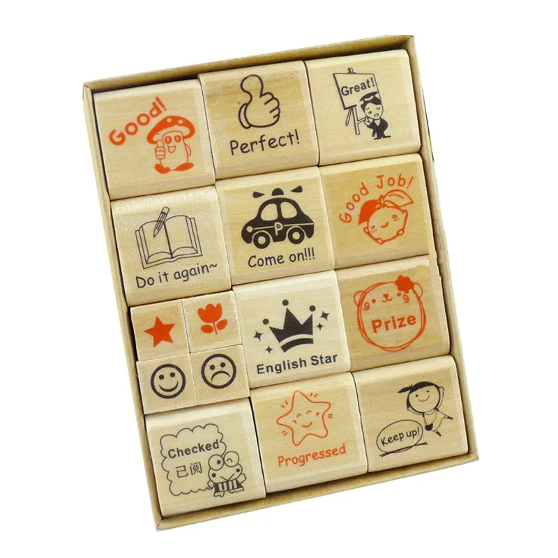 

Wooden Stamp Seal Cartoon for Kindergarten Nurse School Teacher Reviews Stationery School Supplies Toys