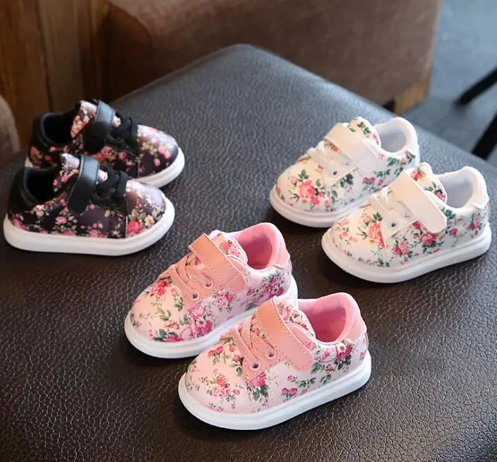Cute baby girl shoes Princess Flower printing sneaker Causal kids