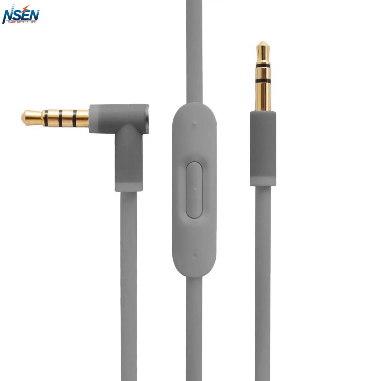 Replacement Audio Cable with Inline Remote Microphone for Beats Solo HD Studio Pro Detox Wireless Studio 2.0 Headphones (Grey)