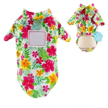 Pet Костюмы Летняя Пляжная майка с коротким рукавом Одежда для питомцев, собачий с цветочным рисунком футболка Топы в гавайском стиле жилет