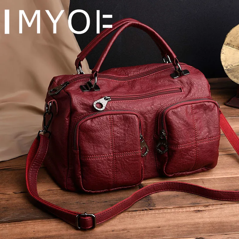 Модная дизайнерская женская сумка, женские сумки из натуральной кожи, сумки, женская Портативная сумка на плечо, Офисная Женская сумка Boston, сумки - Цвет: Красный