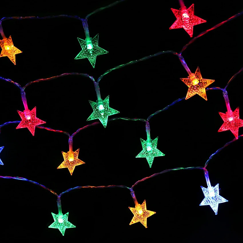 10/20/30/40 Leds Star Shaped LED Fairy String Lights Battery Operated Holiday Christmas Party Wedding Decoration Fairy Lights 10/20/30/40 Leds Star Shaped LED Fairy String Lights Battery Operated Holiday Christmas Party Wedding Decoration Fairy Lights