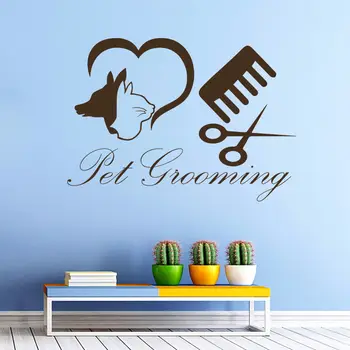 

Wall Decal Pet Grooming Salon Decor Dog Cat Shop Scissors Vinyl Sticker
