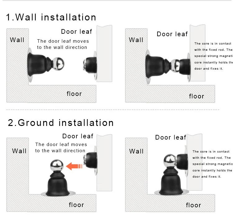 Feng Ye магнитный дверной стопор из нержавеющей стали, стикер, скрытые дверные держатели, настенное крепление на пол, безноготная дверная Стопорная дверь
