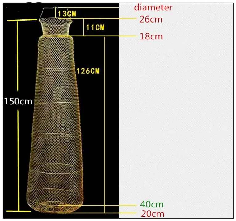 Finefish Портативный уход рыбы держать сетка складной Рыбалка Кейдж барабан в форме Стальная проволока Крил поймать рыболовная сеть - Цвет: 6