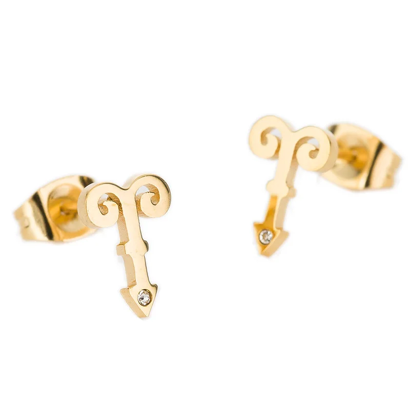 

Gold Color 316 Stainless Steel Aries Crystal Stud Earrings For women