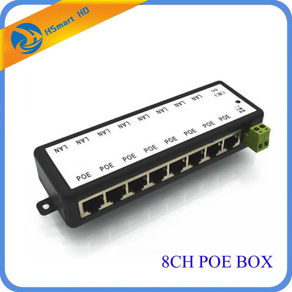 CCTV 8CH POE бокс для подключения DC 12 В-48 В 10/100 Mbps POE Камера Питание для наблюдения IP камера адаптер