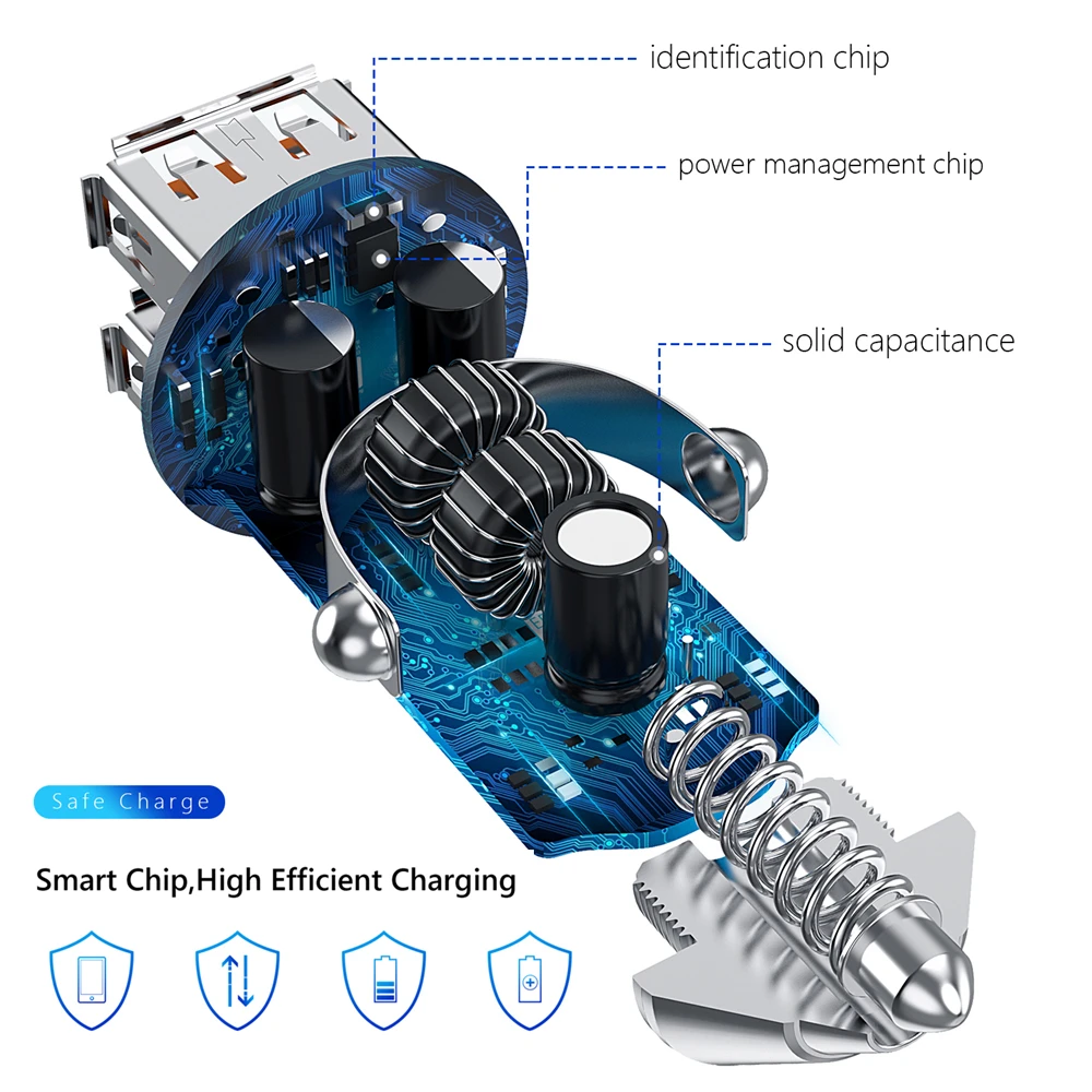 USB Автомобильное зарядное устройство 5 В 3 А Быстрая зарядка Qualcomm Qc 3,0 Быстрая Зарядка адаптер Автомобильное зарядное устройство и USB micro type C кабель для samsung Xiaomi