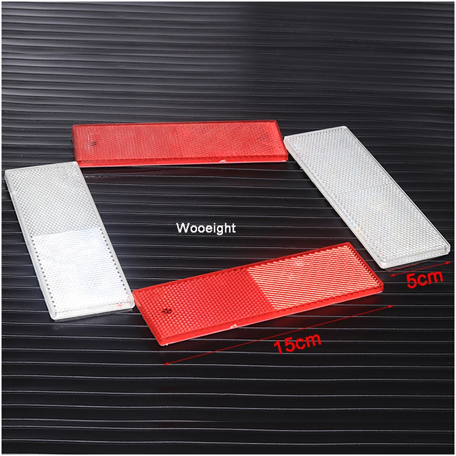 Wooeight 2Pcs 155cm Truck Motorcycle Adhesive Rectangle Plastic Reflector Reflective Warning Plate Stickers Rear Bumper Strips (1)