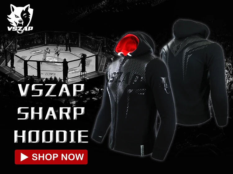 VSZAP Толстовка MMA толстовки пальто толстовка с длинным рукавом капюшоном Спортивные кикбоксинг боевые сшитые с принтом рыбы размера плюс S-4XL