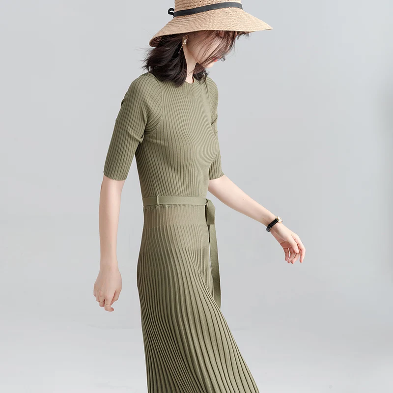 2018 New Autumn Women's Long Knitted Sweater Dress Casual Three Sleeves Female Loose Pullovers Fashion Elegant Women's Dress Dresses