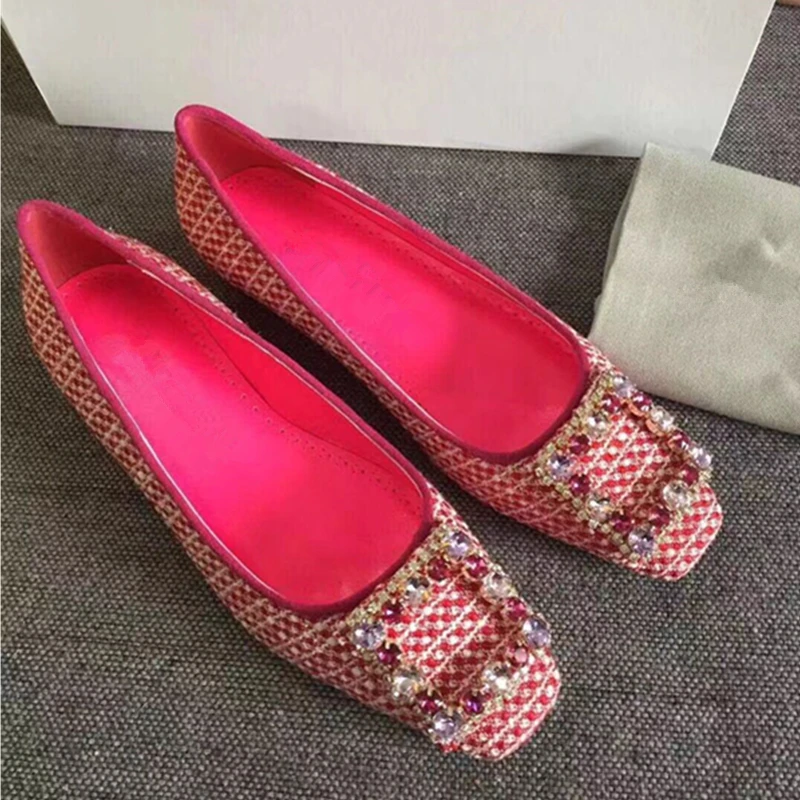 

Blue Pink Hemp Women Causal Shoes Luxury Brand Rhinestone Slip On Flats Shoes Runway Party Dress Flats Shoes zapatos de mujer