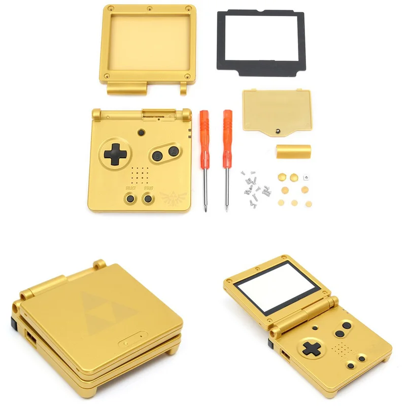 1 Set Golden For Gameboy Advance SP Replacement Case Full Housing Shell +Screen Cover+Tool For Nintendo For GBA SP