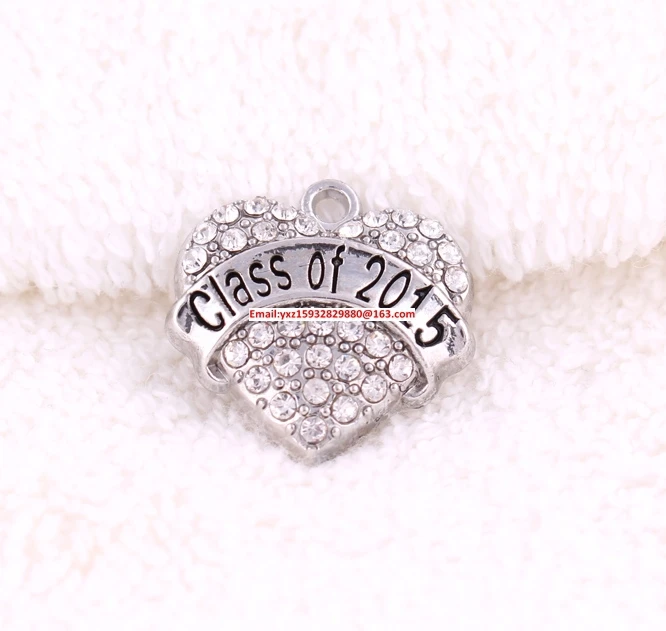 Class of 2015 New listing 50pcs a lot zinc studded with sparkling clear crystals Heart Pendant(P500101) | Украшения и аксессуары