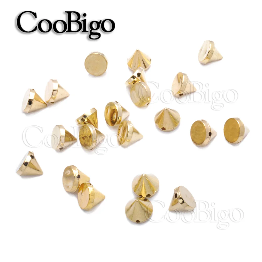 Golden 100 шт. размеры 8,5 mmx10mm Заклепки Конус шпильки из бисера для кожаный браслет панк-рок воротник одежды сумки Сделай Сам принадлежности для шитья - Цвет: Golden