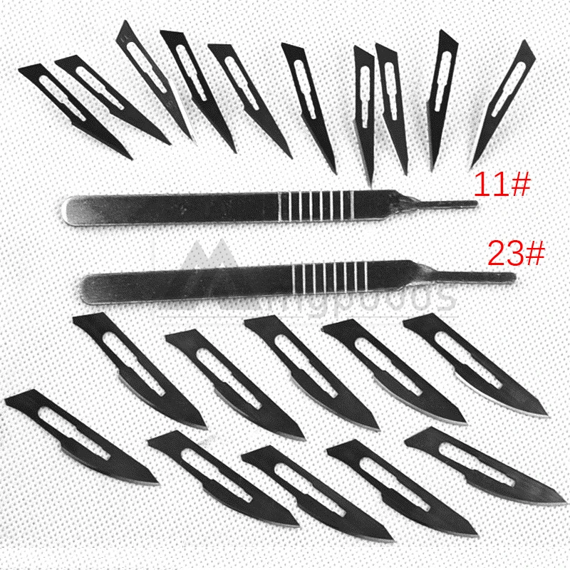 

2pcs/set 11#+23# Scalpel Burin Maintenance Chisel Handle +20/pcs blade Application PCB Circuit board phone Membrane Sterile/DIY