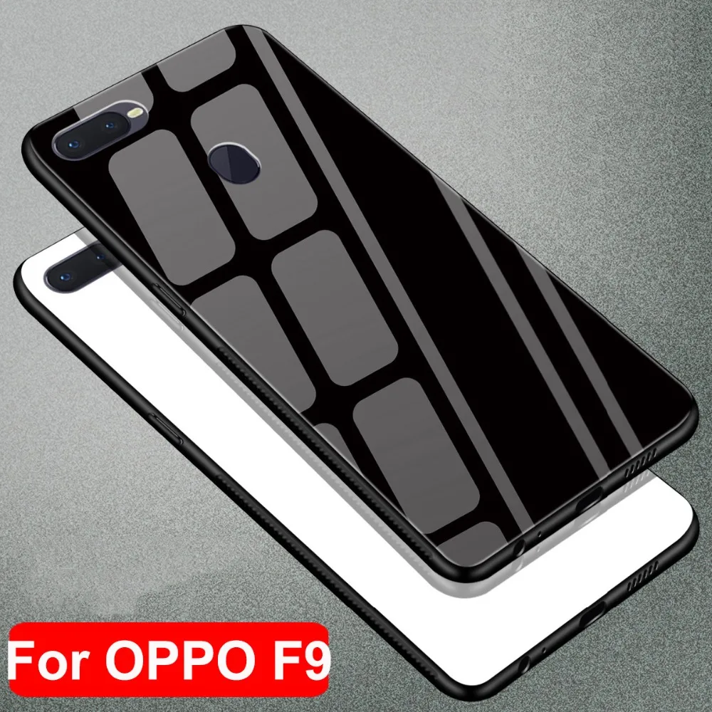 

Fashion Tempered Glass Case For OPPO F9 Glass case shell OPPOF9 Protective Back Cover For OPPO F 9 CPH1823 case skin fundas