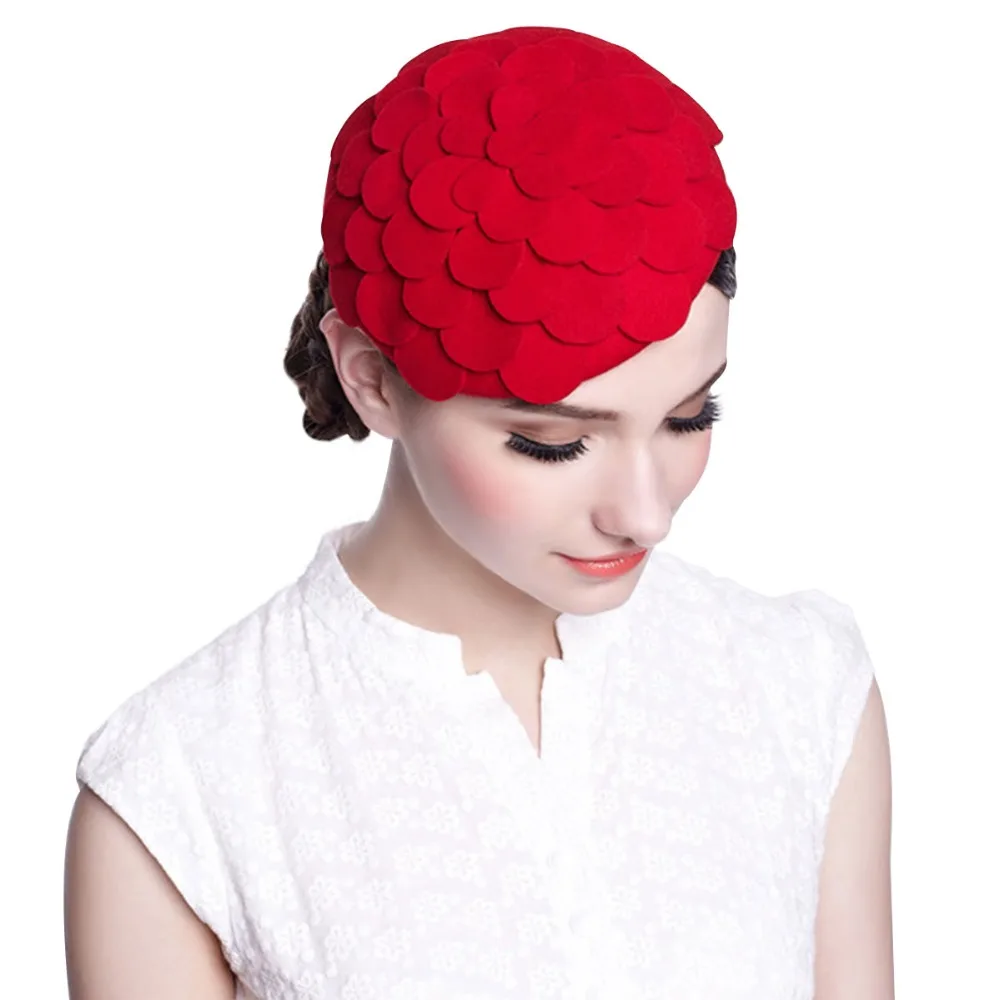 Берет Hat Для женщин фетровых круглый шерстяного войлока дамы Fascinators зима осень