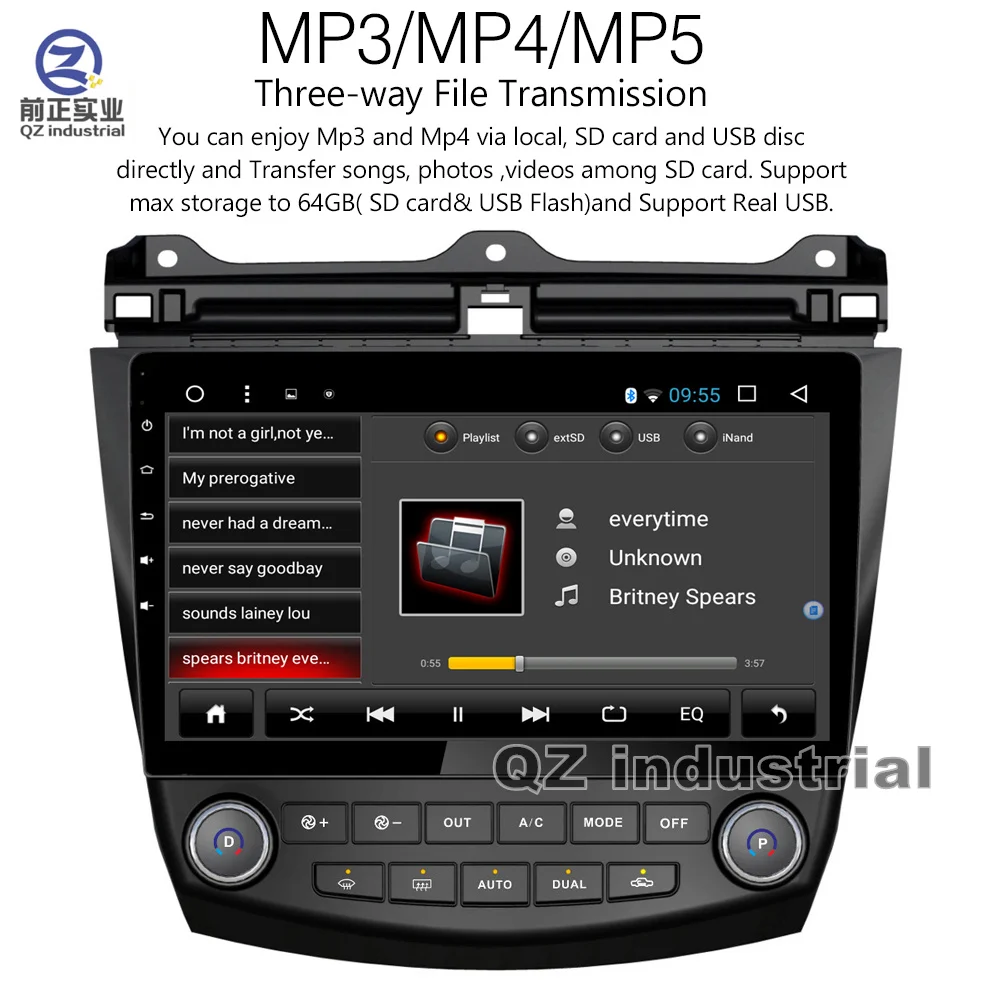 Best QZ industrial HD 10.2" 2.5D Android 8.1 T3 for Honda 2004-2007 Accord 7 car dvd player with 3G 4G GPS WIFI BT Radio Navi RDS Map 1