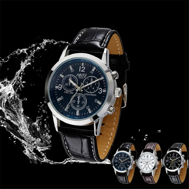 

Sport Military Business Dress Quartz-Watch Dial Clock Men Mens Leather Wrist Watch Round Case Waterproof Shockproof Watches