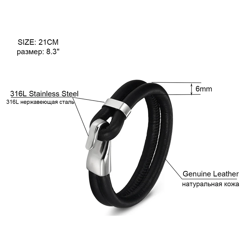 Genuine Leather Stainless Steel Bracelet For Women Bracelets & Bangles Female Leather Bracelet ladies Charm Toggle-clasps